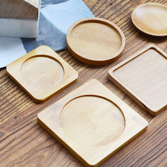Bamboo Flower Pot Tray Anti-Leakage Round Square