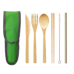Eco-Friendly Bamboo Travel Cutlery Set with Case