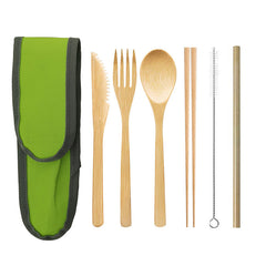 Eco-Friendly Bamboo Travel Cutlery Set with Case