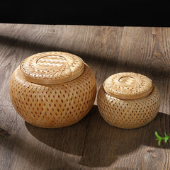 Bamboo Woven Tea Pot Storage Box Container