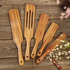 Premium Teak Wooden Spatula Set for Kitchen